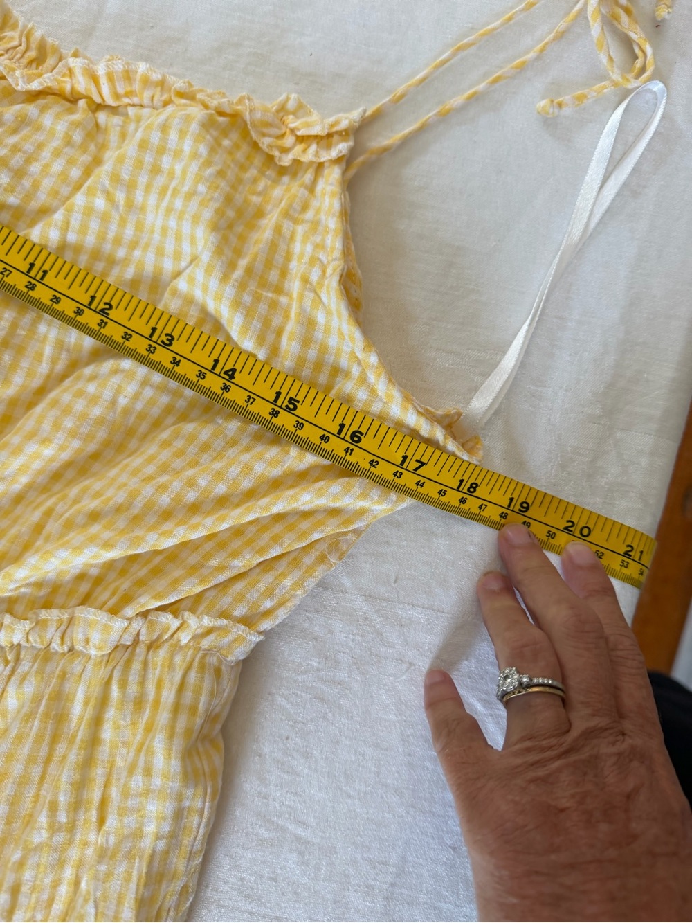 Sim & Sam Yellow Gingham Lined Tiered Skirt Tie Straps Maxi Dress Size XL - Picture 7 of 14